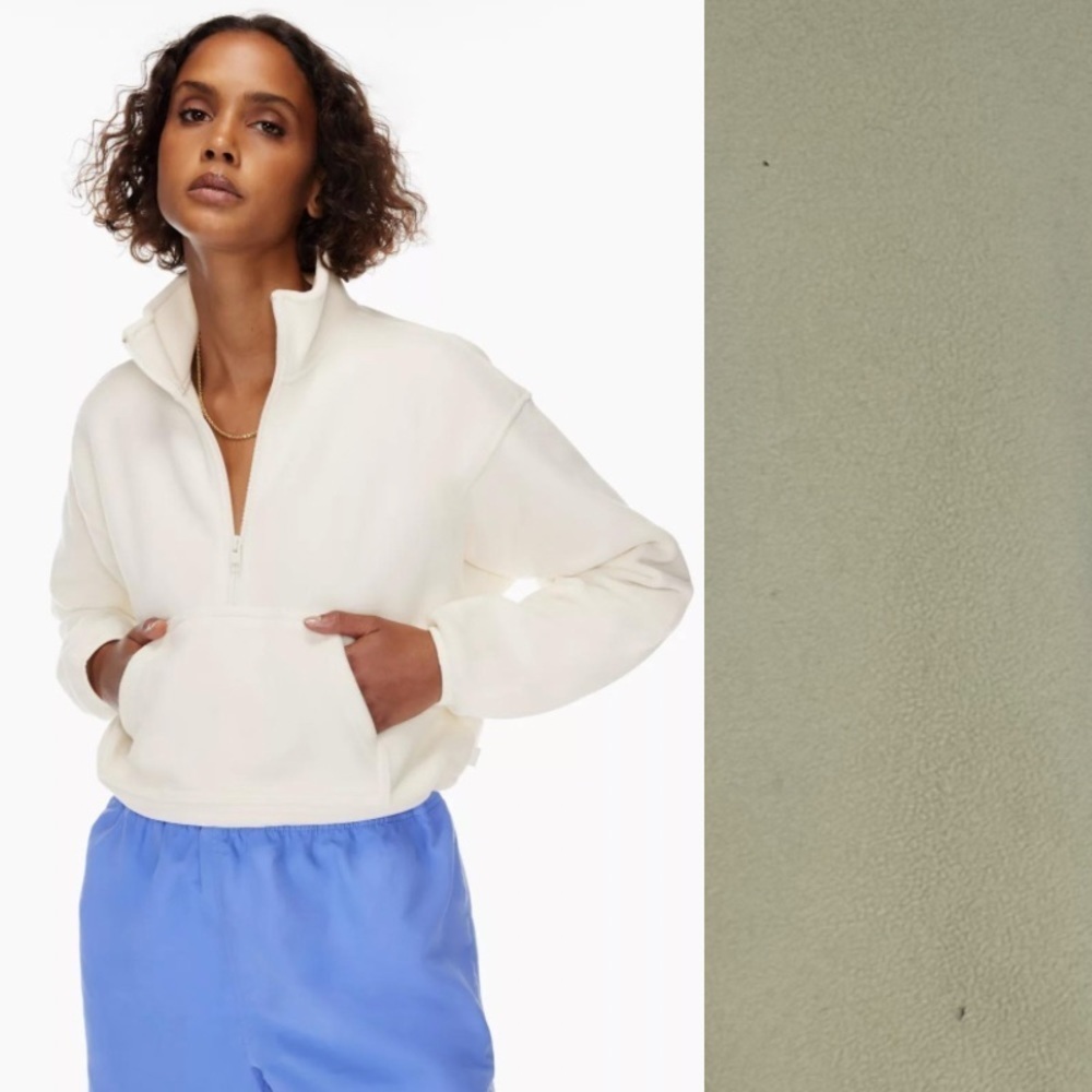 Aritzia TNA Sz S Polar Cream 1/2 Zipped Cropped Sweater
